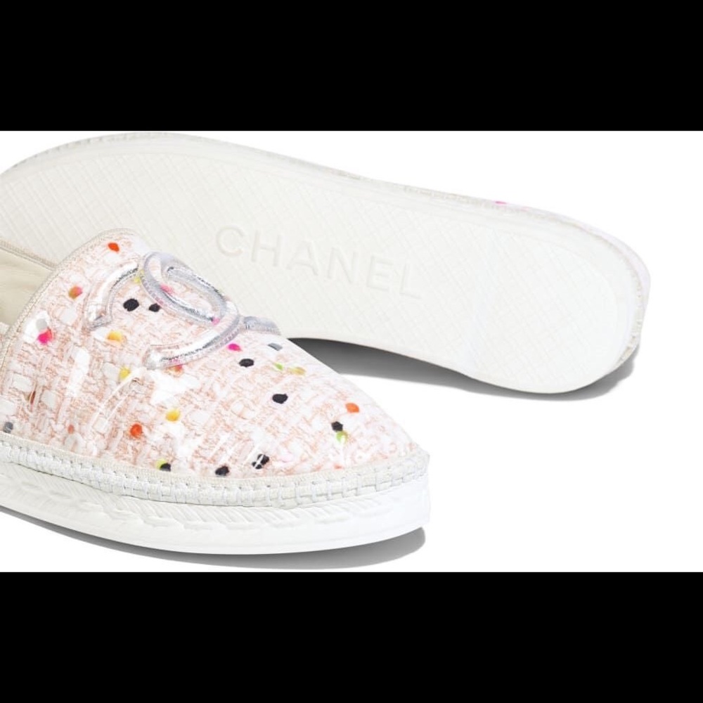Chanel tweed crystal cruise tweed espadrilles